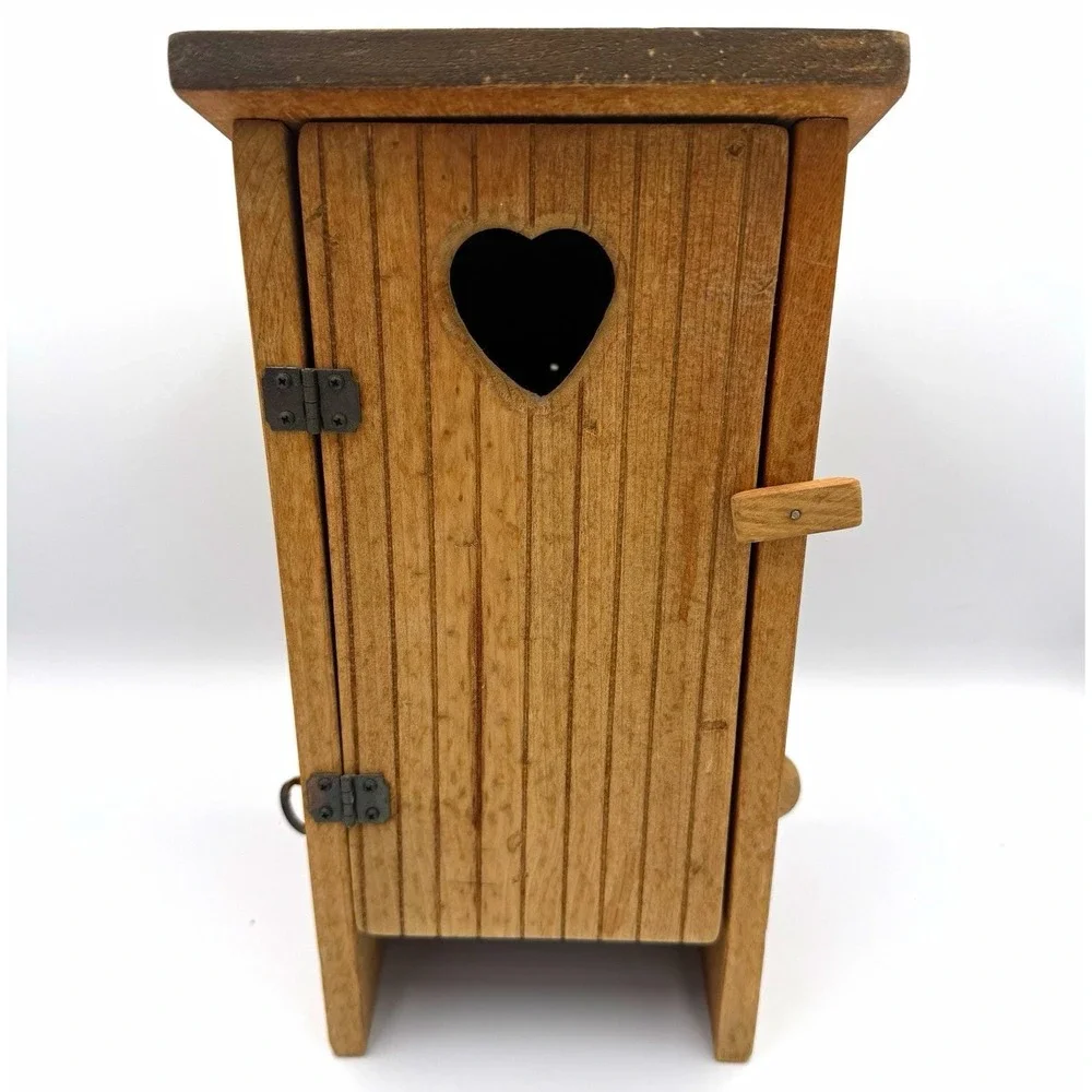 Beaver Creek Wooden Wall Mount Toilet Paper Holder w/ Storage Heart Cutout Brown